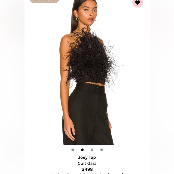 NWT Cult Gaia Black Joey Feather Crop Top -S - Picture 3 of 8